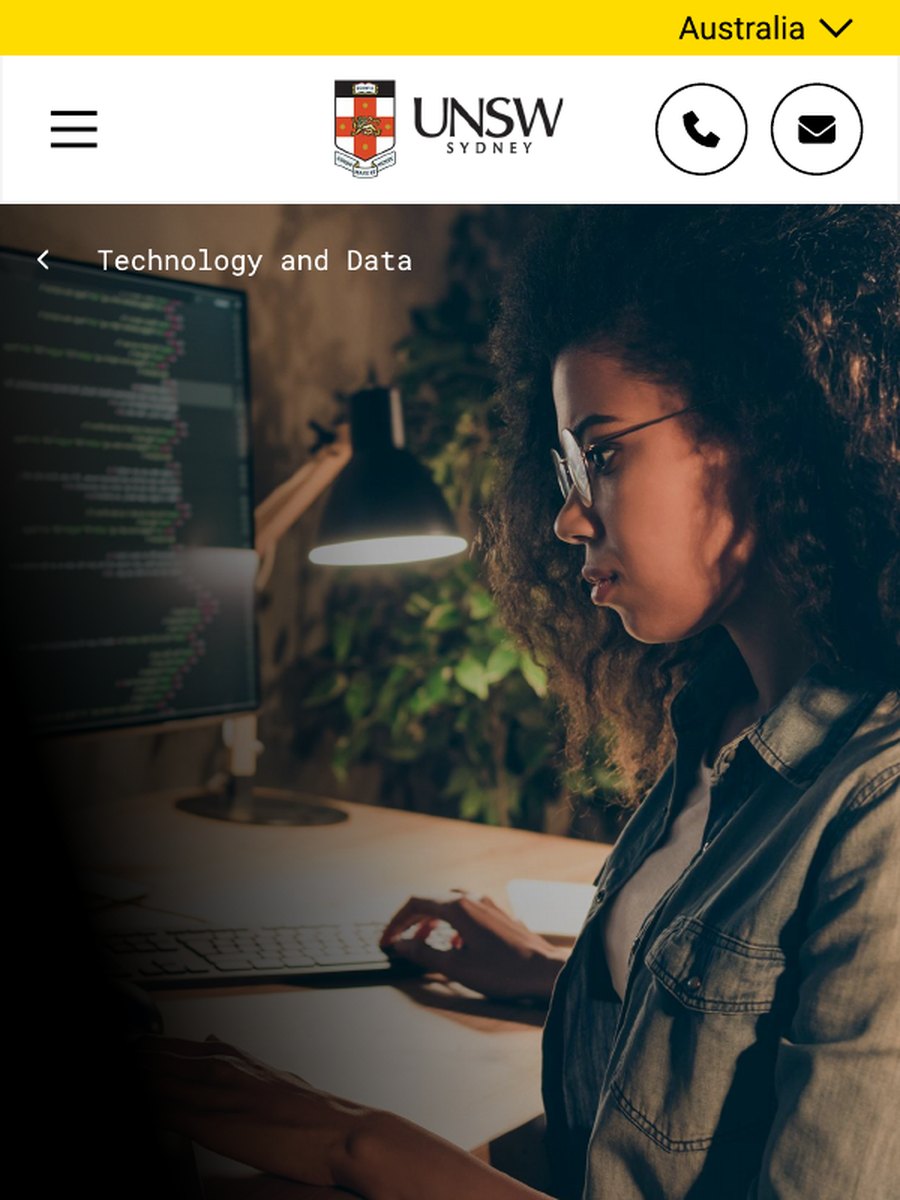 UNSW Online Analytics page on mobile
